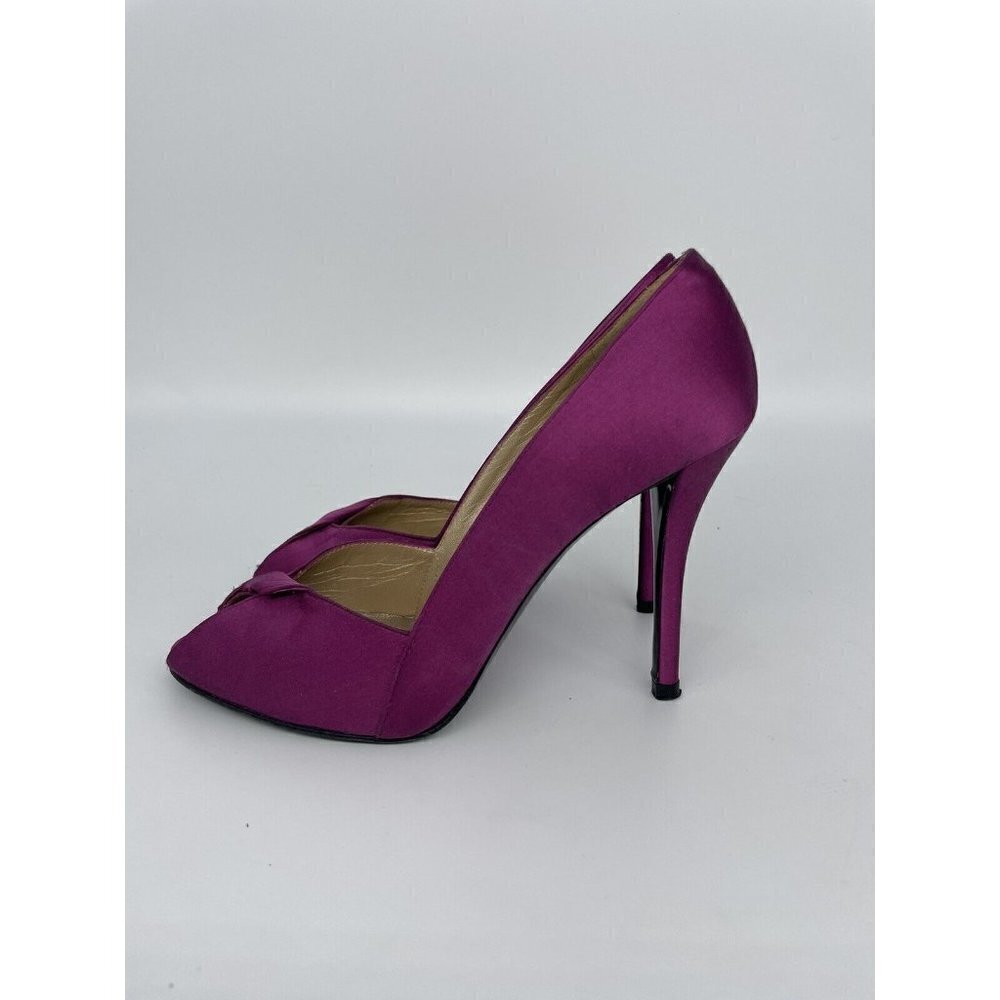 St John heels pumps size 8 purple pink‎ satin peep toe stiletto Wedding Party